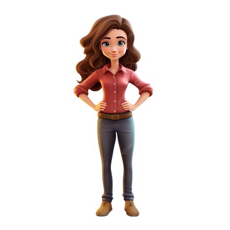 Confident Cartoon Girl With Hands On Hips And A Smile Cartoon Girl