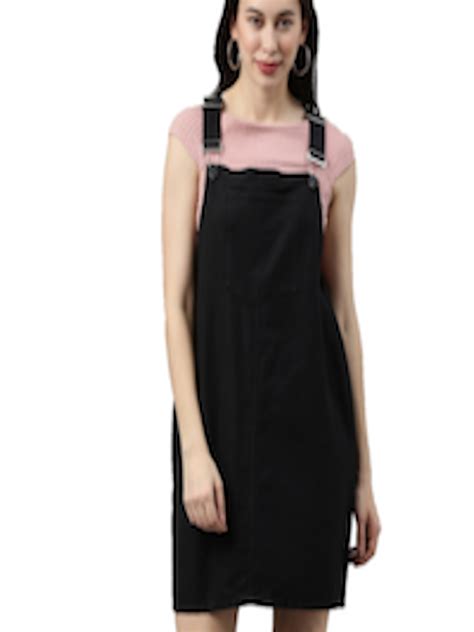 Buy ZHEIA Black Denim Pinafore Dress Dresses For Women 19497936 Myntra