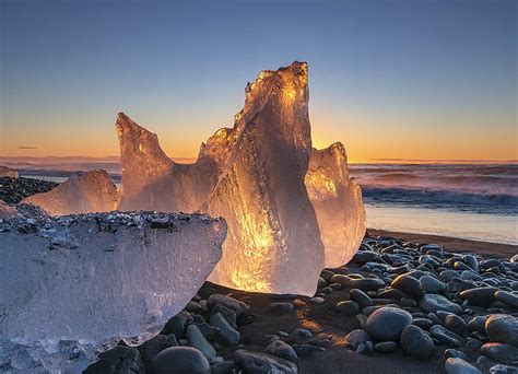 Hd Wallpaper Ice Formation During Sunset In Beach Icy Sunrise