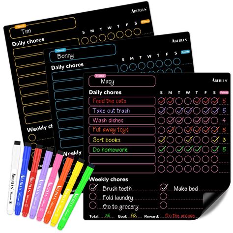 Buy Magnetic Chore Chart 3 Pcs Black Board Dry Erase Behavior Charts