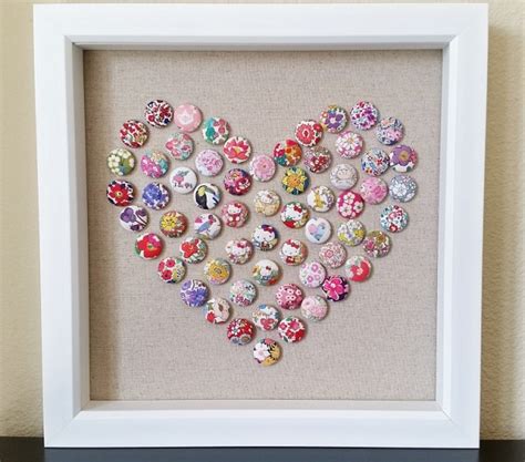 Tutorial Fabric Button Heart Art Sewing