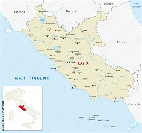Lazio Map With Outline Map Italy Coloso