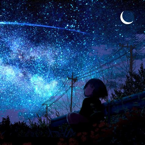 Anime Lonely Moon Wallpapers Wallpaper Cave
