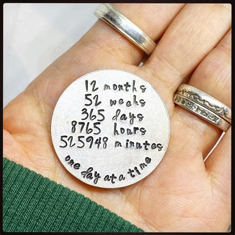 1 Year 365 Days Sobriety Recovery Token Chip T One Day Etsy