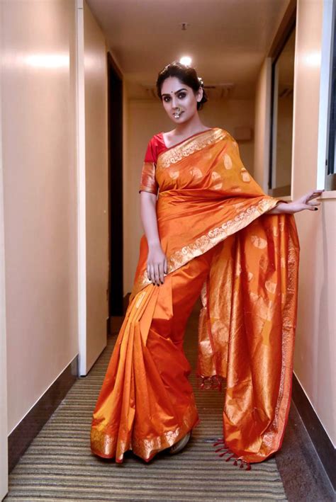 Pallavi Patil Looks Stunning In Orange Saree Photos