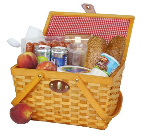 Vintiquewise Picnic Basket Gingham Lined With Folding Handles