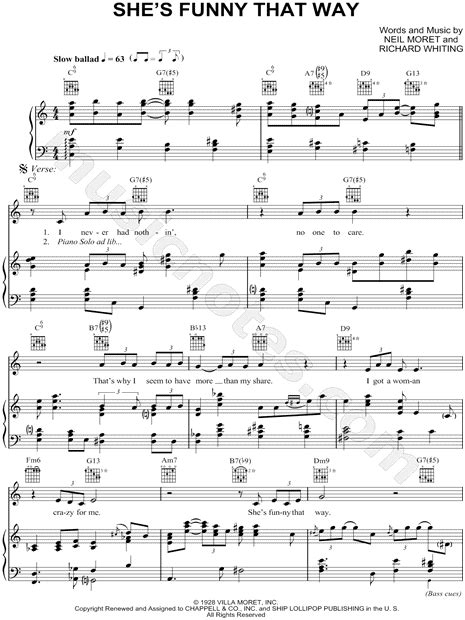 Tony Bennett She S Funny That Way Sheet Music In C Major Transposable Download Print