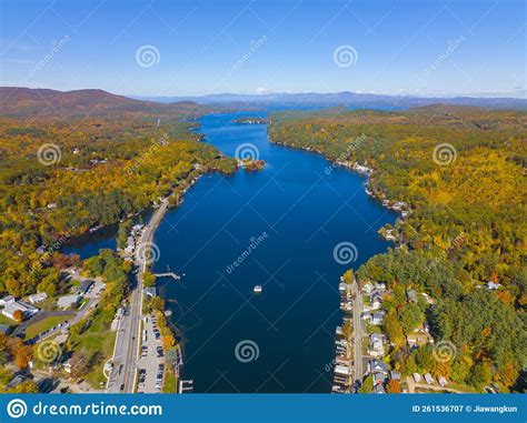 Alton Bay Aerial View In Fall Nh Usa Stock Image Image Of