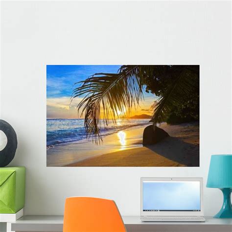 Tropical Beach Sunset Wall Decal Design 2 Wallmonkeys