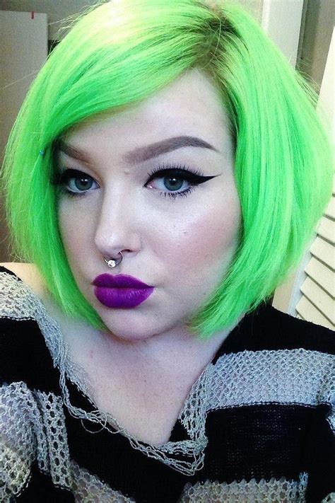 Does It Glow In The Dark Neon Green Hair Rainbow Hair Color Green Wig Rainbow Bright Neon