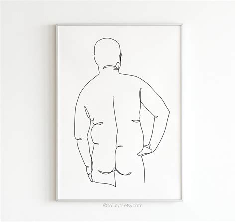 Chubby Man One Line Art Naked Men Line Drawing Man Back Etsy New Zealand