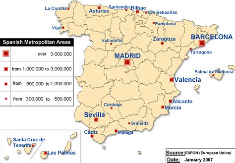 Spanish Metropolitan Areas Map •