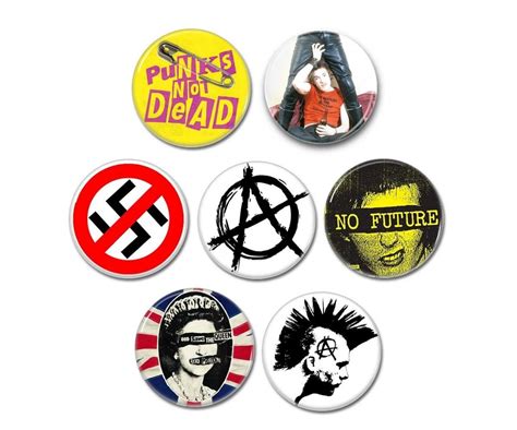 Punks Not Dead Buttons Set Of 8 25mm Badgespinbacks Punk Patches