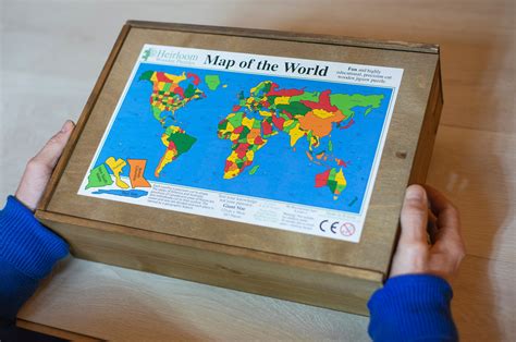 Map Of The World Wooden Jigsaw Puzzle Heirloom Puzzles Etsy Uk