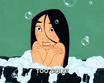 Mulan sighed as she wrapped a towel around herself. Mulan Too Cold! GIF - Hower Bath Cold - Discover & Share GIFs