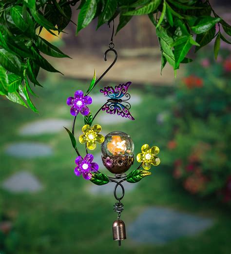 Solar Butterfly Hanging Garden Decor Plow And Hearth