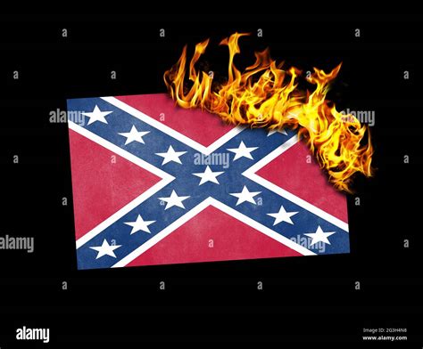 Flag Burning Confederate Flag Stock Photo Alamy