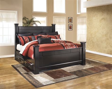 The shay bedroom collection brings together a rich dark finish with the sophisticated detailing to create furniture that is sure to awaken the decor of any bedroom with stylish contemporary flair. Ashley Signature Shay B271 Poster Bed