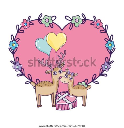 cute love reindeer couple hearts balloons stock vector royalty free 1286659918 shutterstock