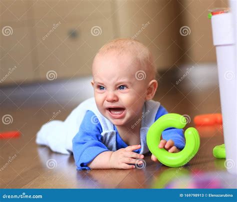Angry Baby Boy Learning To Crawl Annoyed Stock Image Image Of Crawl