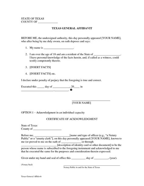 Printable Notary Forms Texas Printable Templates