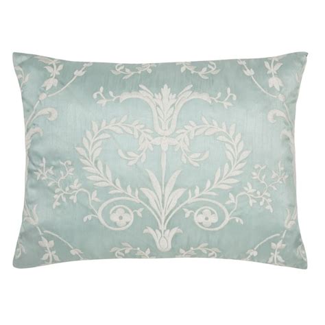 Josette Cushion In Duck Egg Turquoise Blue With White Damask From