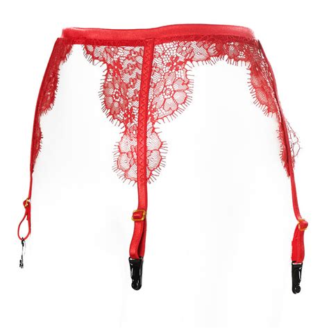 Seduction Lace Garter Belt Red Akiko Ogawa Lingerie