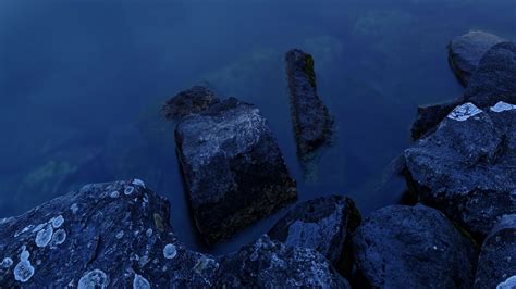 Download Wallpaper 3840x2160 Lake Stones Water Horizon Landscape 4k