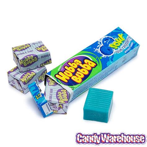 Hubba Bubba Bubble Gum Packs Sour Blue Raspberry 18 Piece Box Gum Flavors Gum Bubble Gum