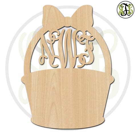 Basket - 14003M3- Personalized Cutout, 3-Letter Monogram , unfinished, wood cutout, wood craft ...