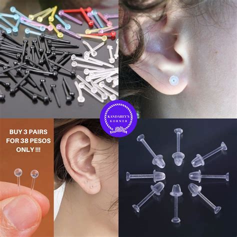 Earring Pins Plastic Anti Allergy Ear Studs Piercing Retainers