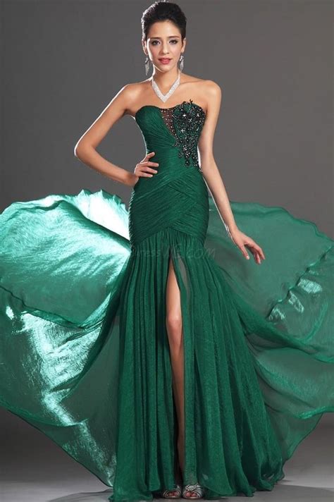 Vestido De Noche Verde Jade 8 Pendant Strapless Evening Dress Prom