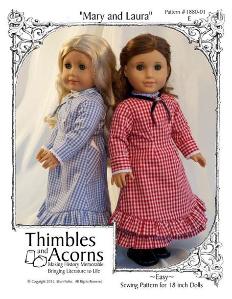 Thimbles And Acorns Laura And Mary Pattern 18 Inch Doll Clothes