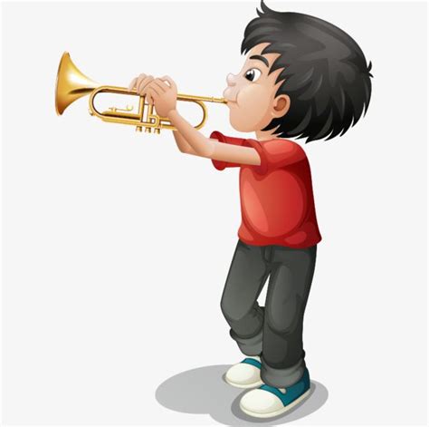 Cute Cartoon Children Play Trumpet Png Clipart Boy Cartoon Clipart