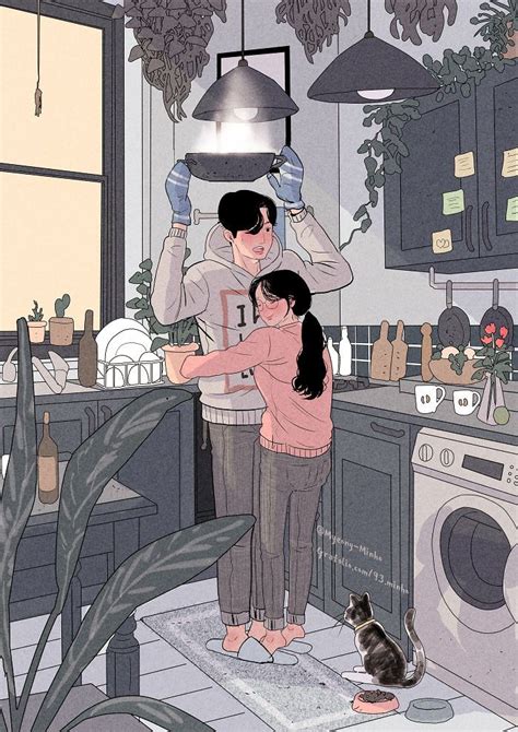 Korean Artist Illustrates The Daily Life Of A Loving Couple In An