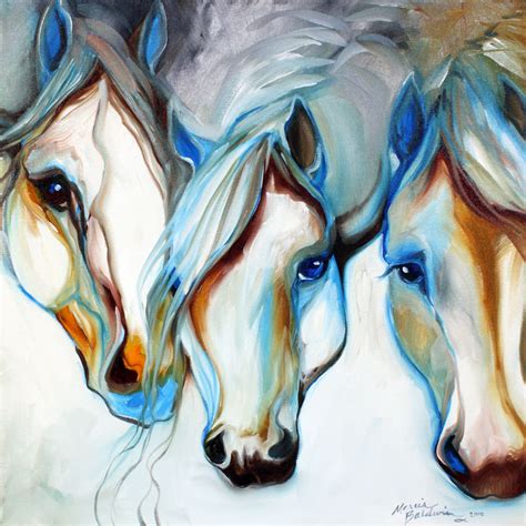 3 Nobles ~ Equine Abstract Art Original By Marcia Baldwin From Abstracts