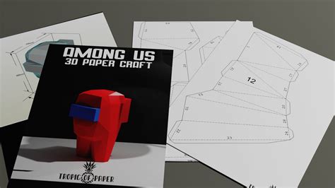 3d Among Us Paper Craft Pdf Template Download Diy Low Poly Etsy