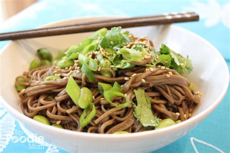 Soba Noodles With Edamame And Green Onions For A Healthy