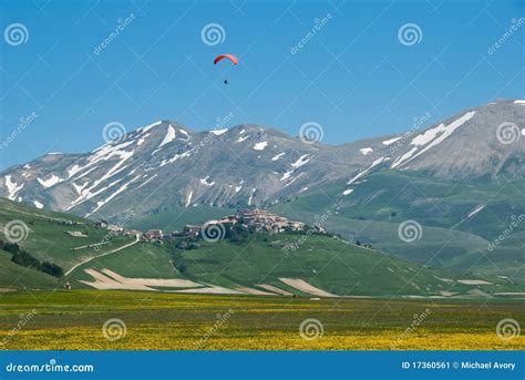Mountain Village And Meadow Stock Image Image Of Italy Umbria 17360561