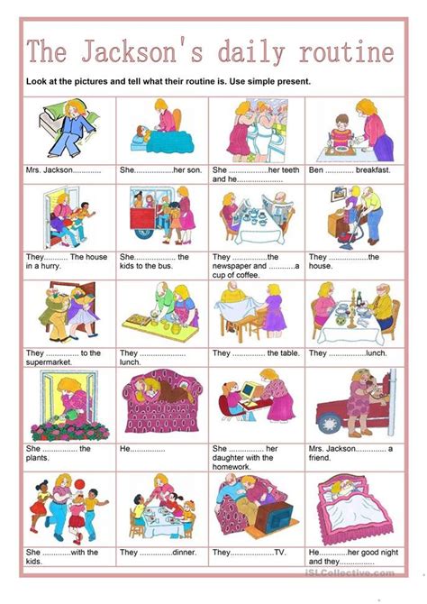The Jackson S Daily Routine English Esl Worksheets For Distance