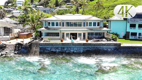 Hawaii Oahu Beautiful Ocean Front Home Lanikai Kailua 4k Available
