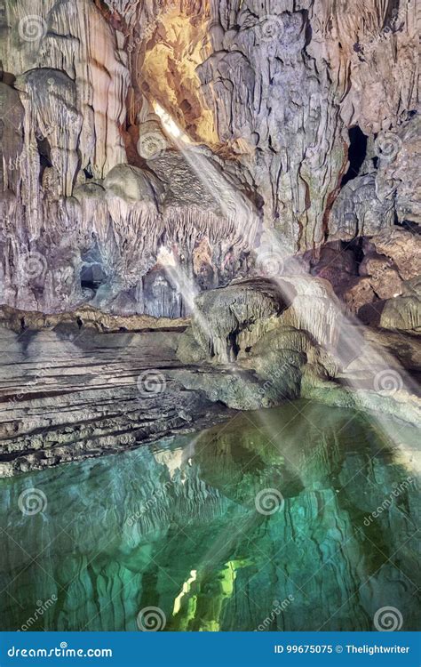 Beautiful And Large Limestone Cave In Vietnam Stock Image Image Of