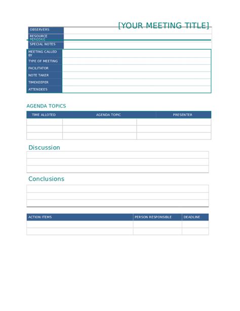 Free Meeting Minutes Template Edit Fill Sign Online Handypdf