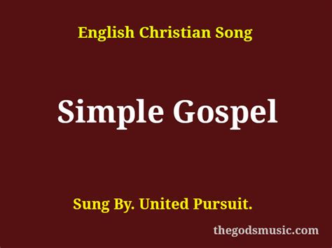 Simple Gospel Song Lyrics