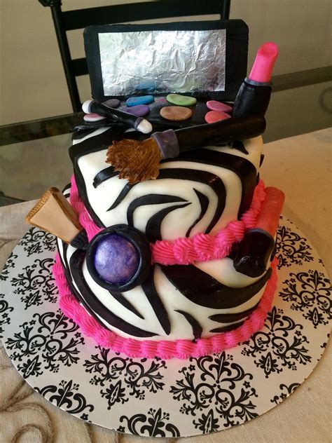 DIY cake, homemade cake, makeup cake, zebra cake, girl cake, girly cake ideas | Desserts, Cake 