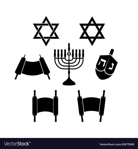 Jewish Religious Symbol Black And White Icon Set Vector Image