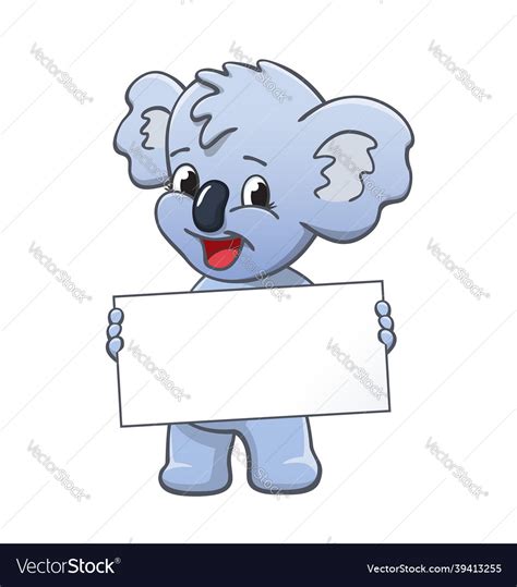 Cute Cartoon Koala Holding Blank Sign Royalty Free Vector