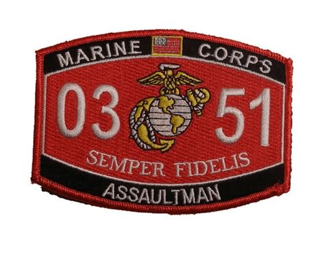 Marine Corps 0351 Infantry Assaultman Mos Semper Fidelis Patch Usmc Ega