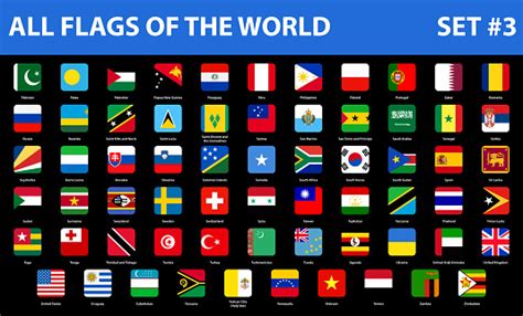 All Flags Of The World In Alphabetical Order Flat Style Set 3 Of 3