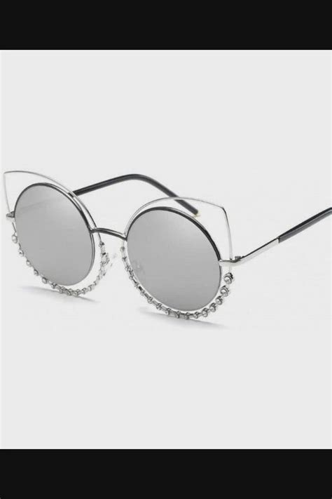Luxury Rhinestone Sunglass Fashion Cateye Sun Glasses Women Vintage